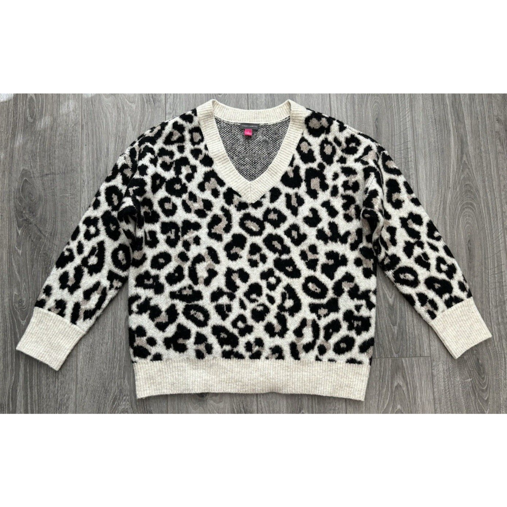Vince Camuto‎ Women’s Sz S Leopard Animal Print Pullover Sweater Soft Comfy